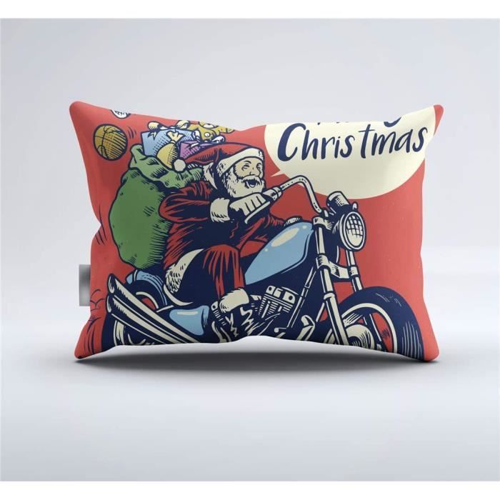 Parure De Lit Père Noël à Moto Housse De Couette Le Noël De Bande