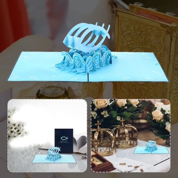 Carte Fabriquée France Carte Félicitations Communion - Illustration Catholique Croix Et Symboles - Format 12x17,5cm - Fabriqué En France Cadeau Communion Garcon