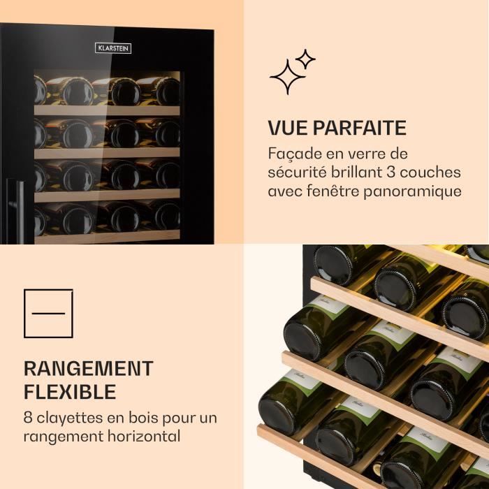 Cave à vin multi-températures - Klarstein Barossa 77 Duo - 2 zones pour 77  bouteilles / 191L - Noir - Cdiscount Electroménager