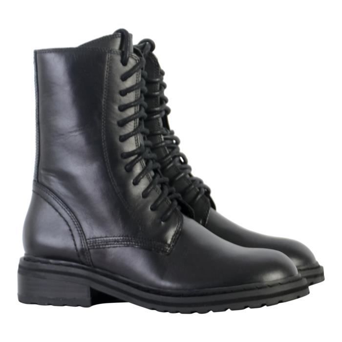 Bottines Femme Clarks Tilham Lace Cuir Noir Talon Large
