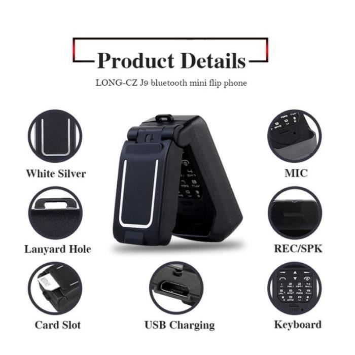 HURRISE petit téléphone portable à clavier Mini téléphone portable petit  numéroteur de casque Bluetooth de téléphone - Cdiscount Téléphonie