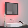 530NEUF Armoire de salle de bain à miroir à LED|Armoire murale miroir salle de bain|meuble Haut avec miroir Gris 60x12x45 cm FRENCH-3