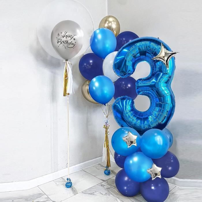 Ballon chiffre 3 - H 40 cm - Argent - C'PARTY