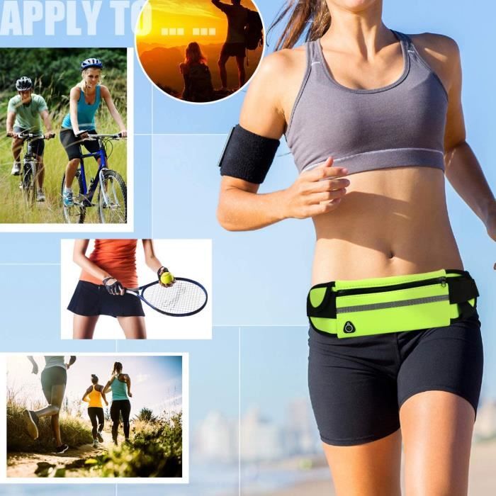 Ceinture Running Banane étanche – 4 Poches, Porte-gobelet, Bandes Réfléchissantes, Ajustable De 42 à 120 Cm