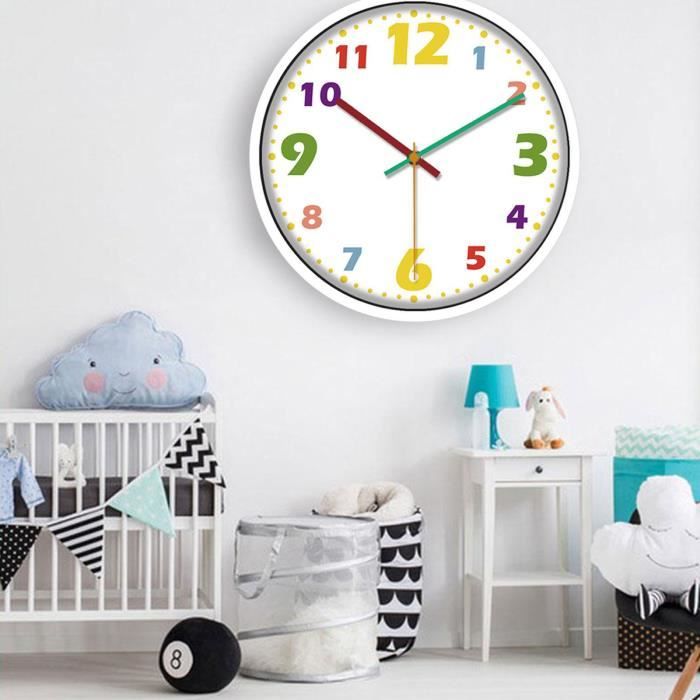 Horloge Murale Enfant-Horloge Enfant Apprentissage-Horloge Murale Éducative  pour Enfants, Time Teacher Analogique avec Exercices,pour Aider Les