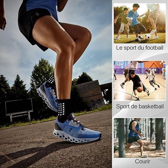 Chaussettes De Sport Antidérapantes - Nylon, Semelle Silicone 3D, Respirantes, Pour Football, Basket, Course, Plusieurs Couleurs