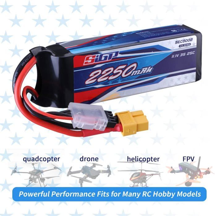 SIGP 6S 22.2V batterie Lipo 1300mAh 1500mAh 2200mAh 2S 7.4V 4s 14.8V pour RC FPV quadrirotor avion hélicoptère course 2 pièces  44