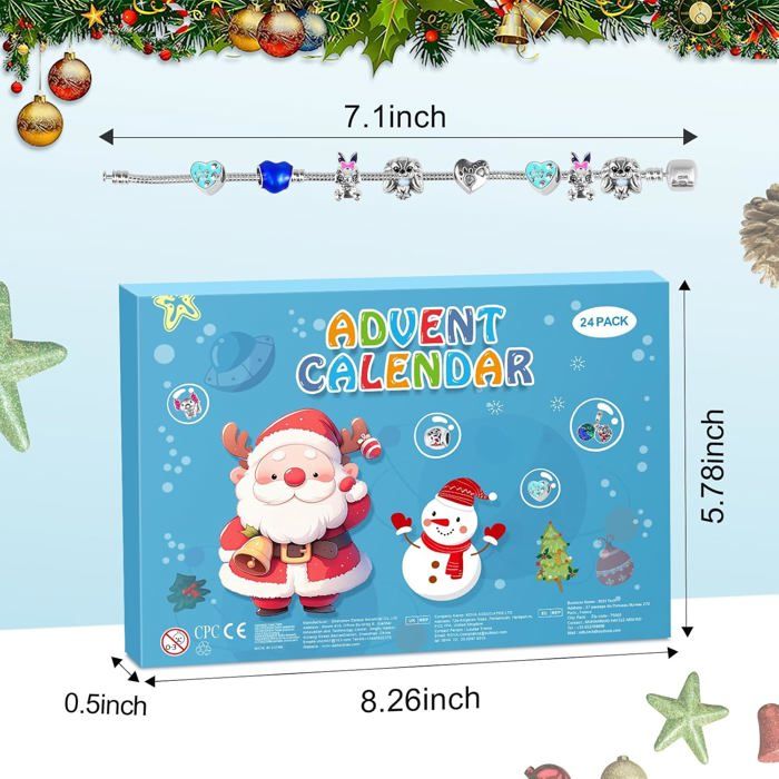 Calendrier De L'Avent 2025 Bijoux - 24 Bracelets à Breloques - Pour Filles, Femmes, Enfants - Design élégant Et Varié