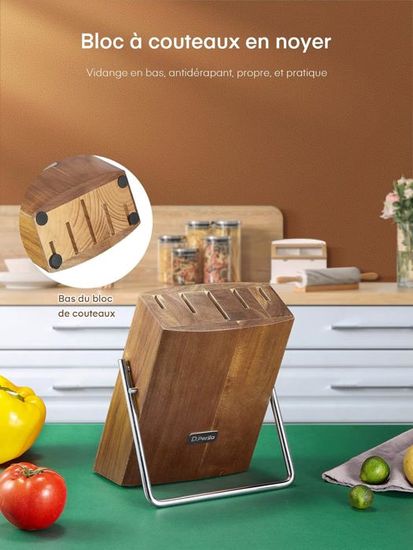 Set De 15 Couteaux De Cuisine Professionnels D.Perlla - Acier Inoxydable Super Tranchant Avec Bloc Auto-Affûtant