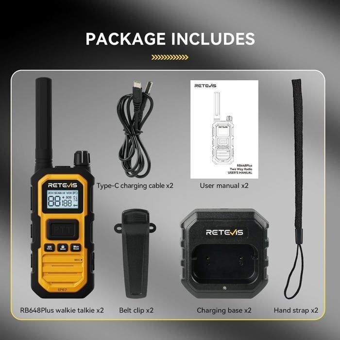 Retevis Rb648p Retevis RB648P Talkie Walkie Longue Portée, Radio Bidirectionnelle ...