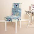 Housse de chaise imprimée florale, en Spandex extensible, amovible, lavable, pour salle à manger [F688FBE]-0