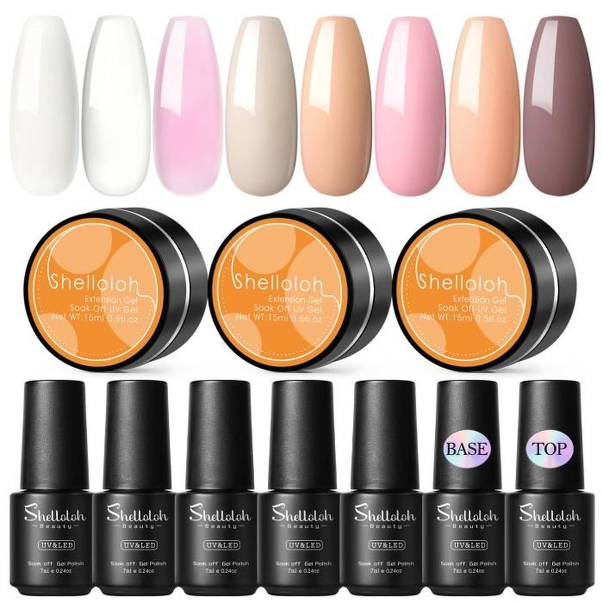 SHELLOLOH Vernis Semi Permanent,Nude Couleurs 7ml Vernis à Ongles Nail