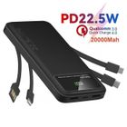 MICREAR Batterie Externe 20000mAh-4 Câbles Intégrés-6 Sorties et 3 Entrées-pour Affichage LED-Batterie Portable Mince Power Bank-ferreux