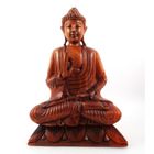 COCO PAPAYA Sculpture - Bouddha - Assis sur lotus - Bois massif - 40cm - Marron chocolat