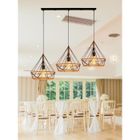 WOTTES UNI 25cm Lustre Suspension Vintage Industrielle E27 25cm Cage Diamant en Corde de Chanvre Noir