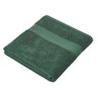 HOMESCAPES Drap de bain 100% coton Vert foncé, 100 x 150 cm