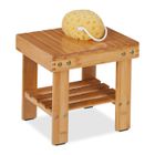 Relaxdays Tabouret salle de bain et entrée, en bambou, surface rangement, H x L x P : 26 x 27 x 22,5 cm, nature