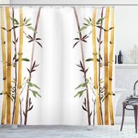 Rideau Douche Bambou, Rideau de Bain Bambou Polyester Tissu Rideaux de Douche Anti Moisissure Imperméable, 8 Crochets, 120 x 180 cm