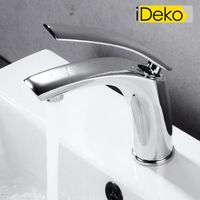 Robinet salle de bain de lavabo - IDEKO - Standard EU - Laiton - Chrome - Economie d'eau