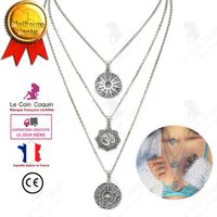 LCC® collier femme argent fantaisie pendentif fille cadeau bijoux chaîne cou perles anniversaire rond fête alliage d'aluminium gris