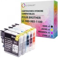 Ouismart® 5 Cartouches D'Encre Compatibles Brother Lc-1100 Lc-980 Pour Dcp-145C Dcp-195C Dcp-375Cw Dcp-J715W Mfc-490Cw Mfc-5890