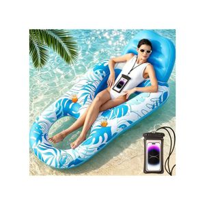 Matelas d'eau Flottant WAHAISON, Lounge Filet Matelas Gonflable Jouets de Piscine pour Adultes Enfants Plage Extérieur, Lit à Eau Gonflable pour Piscine