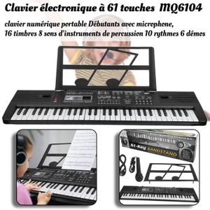 PACK PIANO - CLAVIER Clavier de Piano 61 Touches Clavier Électronique Numérique MQ-6104 pour Enfants Débutant avec micro - Qualité Parfaite - LHE - 10