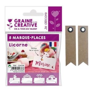 MARQUE-PLACE  8 marque-places Licorne + 20 étiquettes kraft Fani