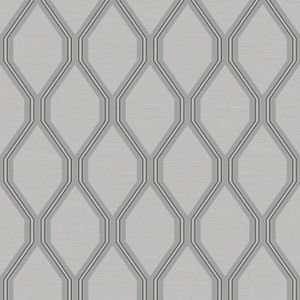 Une rue Imprime Eclipse 3D Géométrique Papier Peint-Gris/Argent/Blanc FD23840