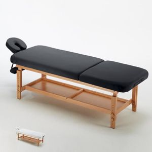 TABLE DE MASSAGE - TABLE DE SOIN Table de massage fixe en bois professionnel 225 cm Comfort, Couleur: Noir