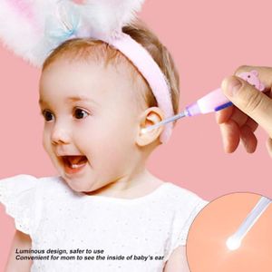 COTON-TIGE Sonew Cure-oreille pour bébé Lampe de poche LED de dessin animé mignon Earpick dissolvant de cérumen avec outil de nettoyage de