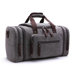 SAC DE VOYAGE Sac de Voyage, Extensible Sac de Sport, 40-55L Sac étanche en Toile, Sac Weekend avec Bandoulière pour Week-End Camping - Gris