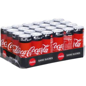 SODA-THE GLACE Coca Cola Sans Sucre 24 unités de 330ml, canettes 