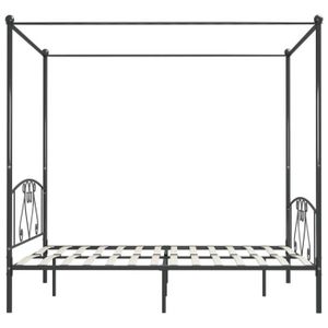 LIT A BALDAQUIN Cadre de lit à baldaquin - DRFEIFY - Gris Métal - 200 x 200 cm - 2 places