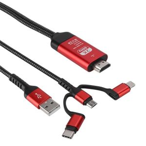 CÂBLE AUDIO VIDÉO Câble HDMI 3 en 1, convertisseur micro USB / iOS /