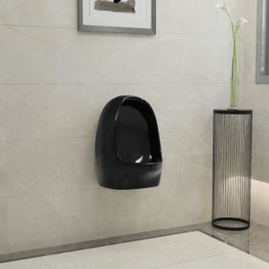 WC - TOILETTES HUA - Urinoirs - Urinoir suspendu avec valve de chasse d'eau Céramique Noir - YOSOO - DX01252