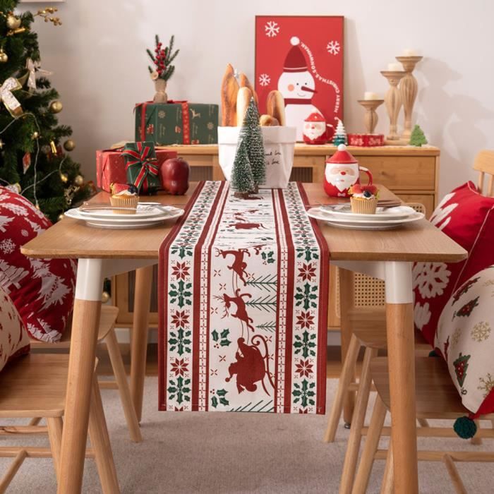 Chemin de table festif en pur coton 40x180 cm celeste or, par