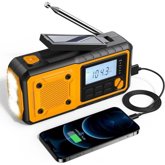 Radio Portable à manivelle avec Dab+ Dab AM FM, Radio de Secours, Radio