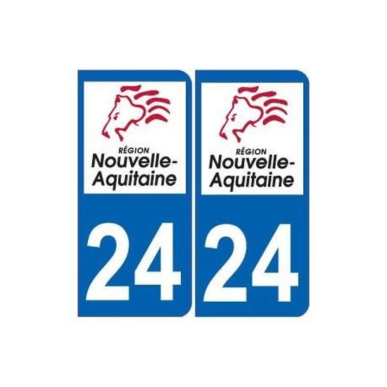 Autocollant Plaque Immatriculation 87 Haute-Vienne - Blason Nouvelle-Aquitaine, Noir, Résistant Aux Intempéries