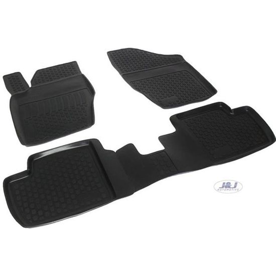 J&J AUTOMOTIVE Tapis De Sol Velours Sur Mesure Noir Pour Citroën C4 Cactus Dès 2013 - 4 Pièces, Antidérapants, Renfort Talon Conducteur + Logo Brodé