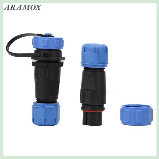 Connecteur Aviation SP13 2 Broches IP68 étanche - 250V 13A Sans Soudure - Pour Lampes Extérieures, Solaire, Pompes