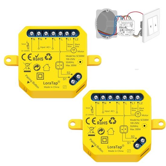 LoraTap Lot de 2 Interrupteurs Module Volet Roulant Connecté WiFi ...