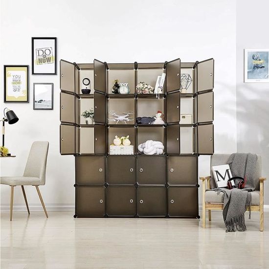 Armoire Penderie Portable Supfine XXL - 20 Cubes Modulables - Plastique, 147 X 37 X 183 Cm - Assemblage Facile