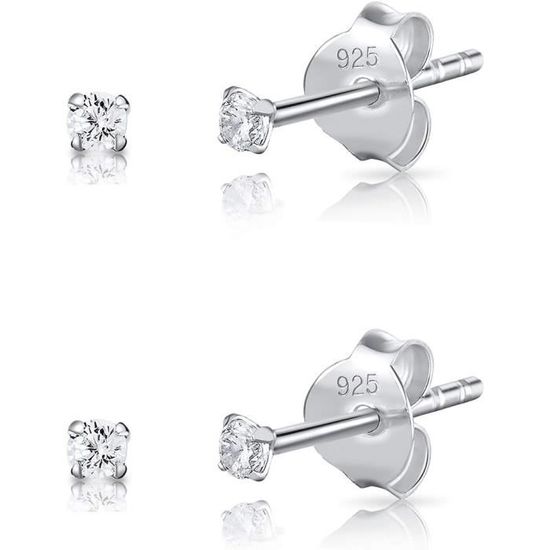Diamètre Créoles Boucles Doreilles Femme En Argent 925/1000 Et Cristal Oxydes De