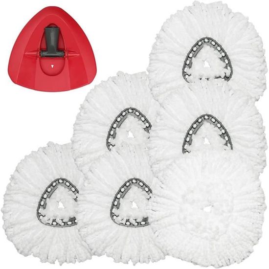 Lot De 6 Têtes De Rechange Pour Balai Leifheit Classic - Serpillère En Polyester Viscose Bleue à Carreaux - Absorbante Et Douce Pour Sols