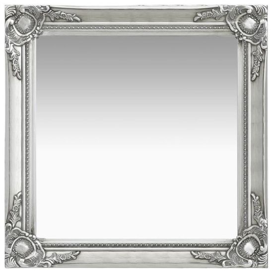 #70212 Miroir mural Style baroque - Miroir pour Salle de bain Salon Chambre 60x60 cm Argenté Meuble©