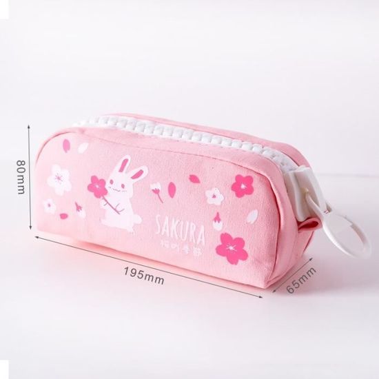 1 pièce Sac de papeterie chat rose, fermeture éclair en forme d'étoile