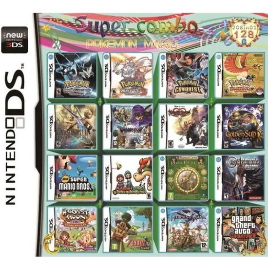 208 en 1 Cartouche de jeu DS Mario Multicart pour Nintendo DS NDSL NDSi ...