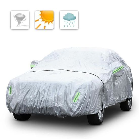 Housse De Voiture Imperméable Et Anti-UV - Protection Complète Tous Temps, Taille 16 Pieds (490cm), Bleue, 3 Ans Garantie