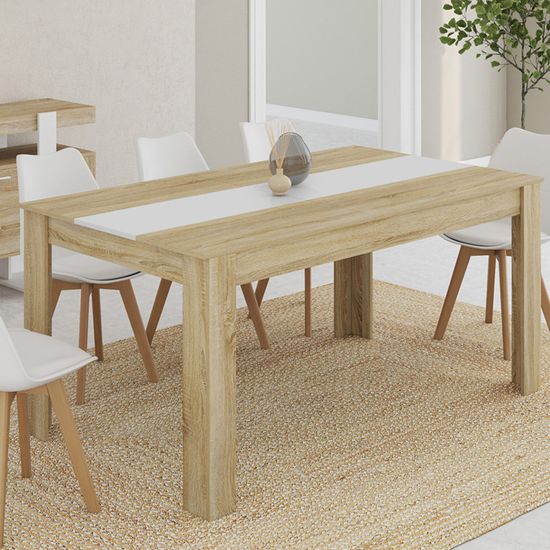 Table Multi-usages En Hêtre 180x80 Cm - Design Blanc, Piètement Métal Réglable